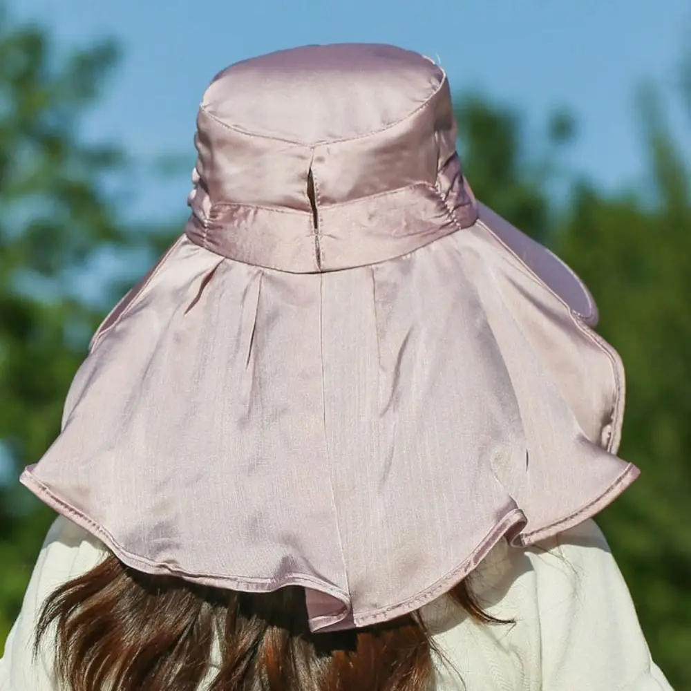 

Wide Brim Sunshade Sun Hat Breathable Face Cover Women Picking Tea Hat Lightweight UV Protection Neck Flap Hat