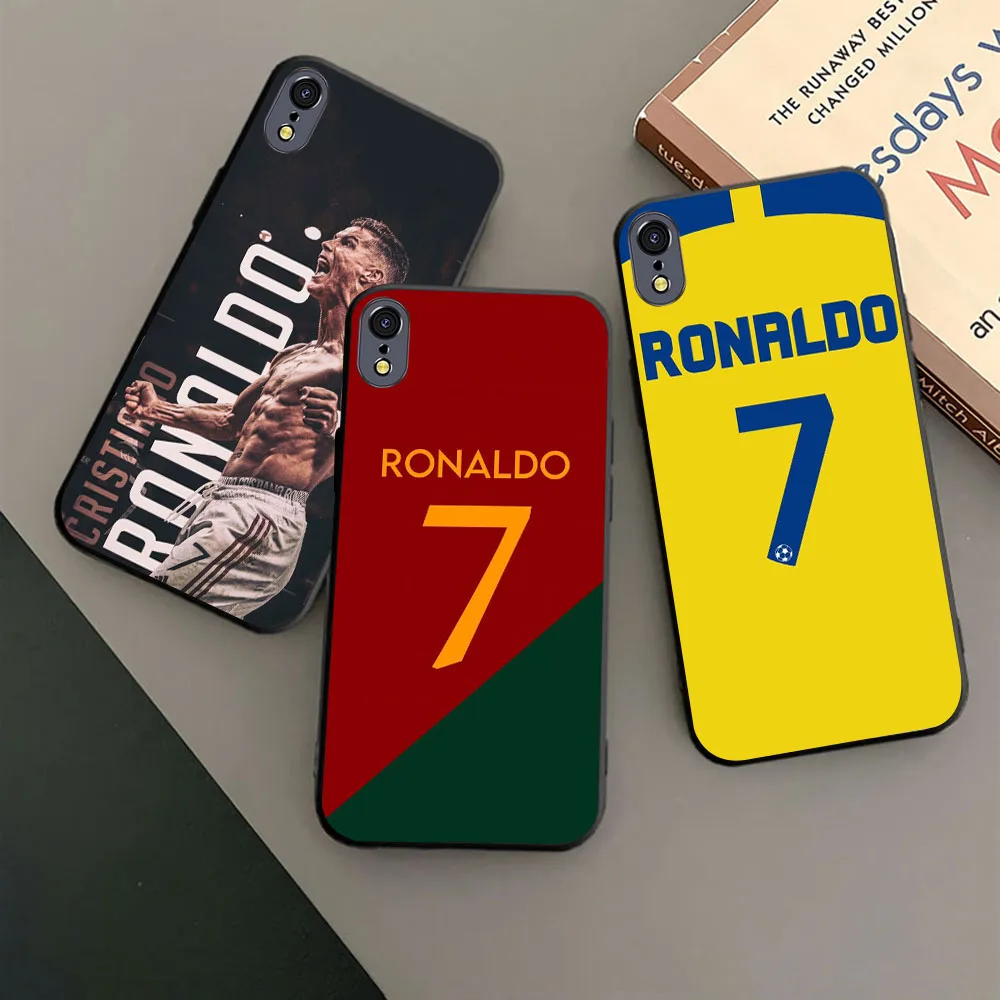KK-15 CR7 رونالدو حافظة سوداء لهاتف آيفون 5 5s 6 6s 7 8 X XS XR SE 16E Max Plus