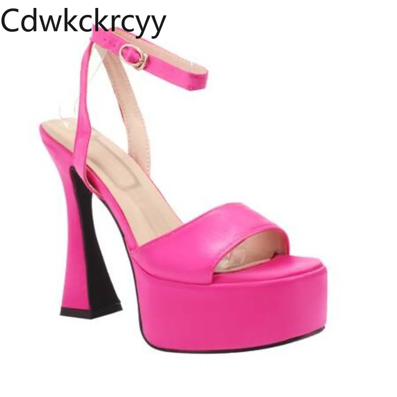 

summer New styles fashion high-heeled Women's Shoes Solid colored silk sexy Buckle waterproof Square heel women's sandals