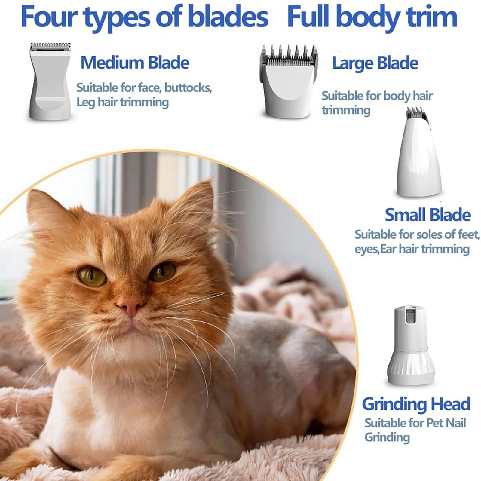 4-In-1 Cat Pet Grooming And Care Set 4Different Blades Pet Electric Hair Shaver Low Noise Pets Clippers Dog And Cats Hair Trimme