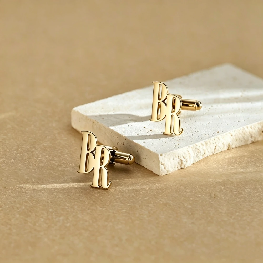 Custom Couple Letters Cufflinks Stainless Steel Personalized Double Initials Groom Best Man Father Cufflinks Wedding Jewelry