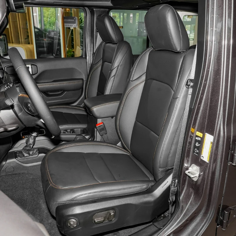 Maßgefertigte Autositzbezüge und Zubehör für 5 Sitze, Komplettset, hochwertiges Leder für Jeep Grand Cherokee, Compass, Wrangler. – Detail 3