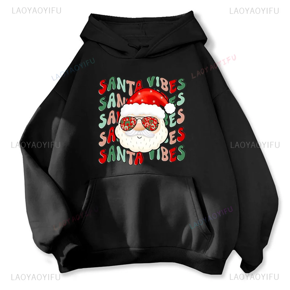 The Birthday of Jesus Christ Santa Claus Graphic Merry Christmas Printed Couple Hoodies Warmth Sweatshirts Y2k Hooded Sweatshirt