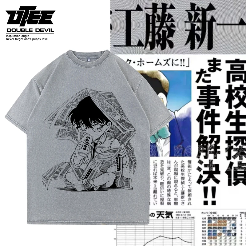 

Japanese Anime Detective Conan Short-sleeved Kudo Shinichi Pure Cotton Loose Spring and Summer Couples T-shirt