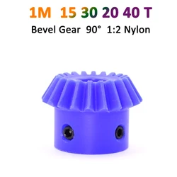1pc 1:2 1M Nylon Bevel Gear 15 30 20 40 Teeth Bore 5 6 8 10 12mm 1 Modulus Gear 90 Degrees Meshing Angle Plastic Gears