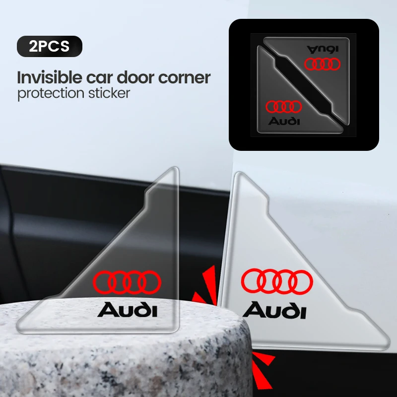 2Pcs Transparent Car Door Corner Cover Anti-Scratch Protection Sticker For Audi A4 A3 A5 A6 A1 A7 A8 Q2 Q3 Q5 Q7 Q8 RS S Line