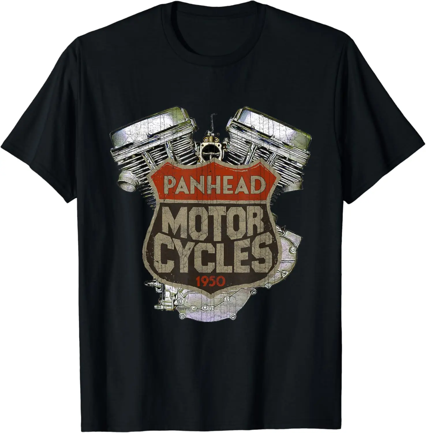 

1950 Panhead Motorcycle Vintage Distressed Biker Chopper Rat T-Shirt Anime Graphic T-shirts For Men Clothing Women Tees Y2K Tops