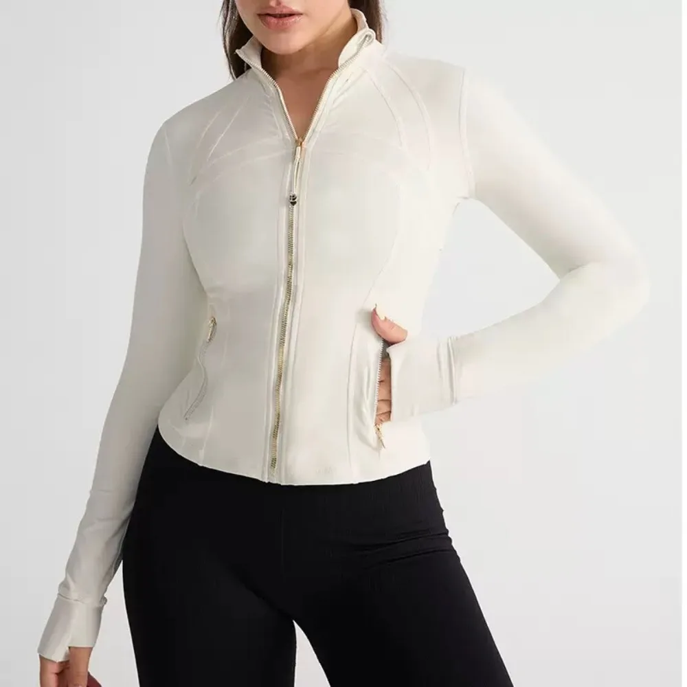 Outdoor Laufen Sport Fitness Strickjacke Jacke Kurzer Stehkragen Yoga Kleidung Jacke Damen Schlanke und dünne Fitnesskleidung