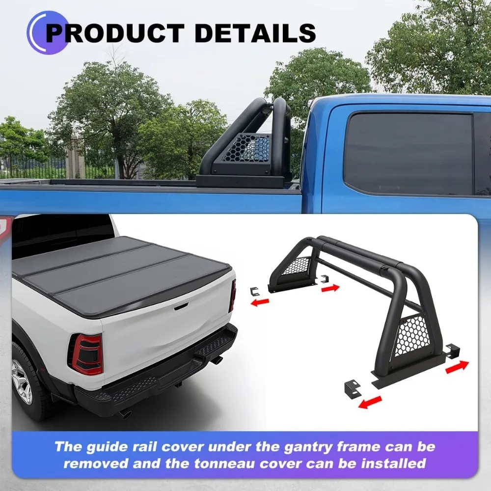 قضبان Wolfstorm لشاحنات الالتقاط العالمية بالحجم الكامل، شريط رياضي على شكل رف تشيس للشاحنات شيفروليه S-10 كولورادو/جي إم سي سونوما/Je #4