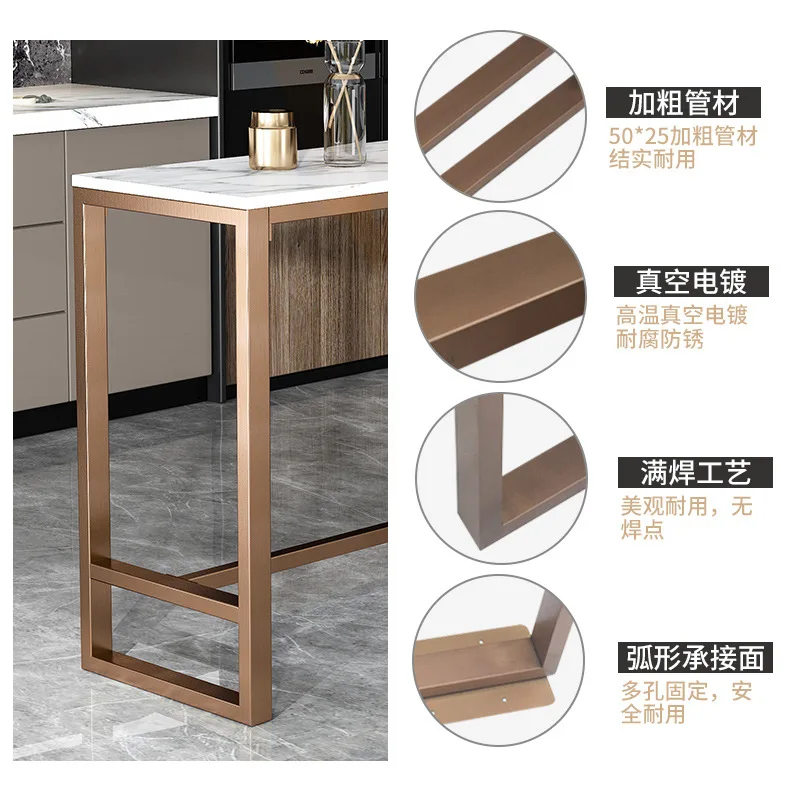 Customized stainless steel bar table foot bracket household light luxury brushed milk tea shop high foot legs