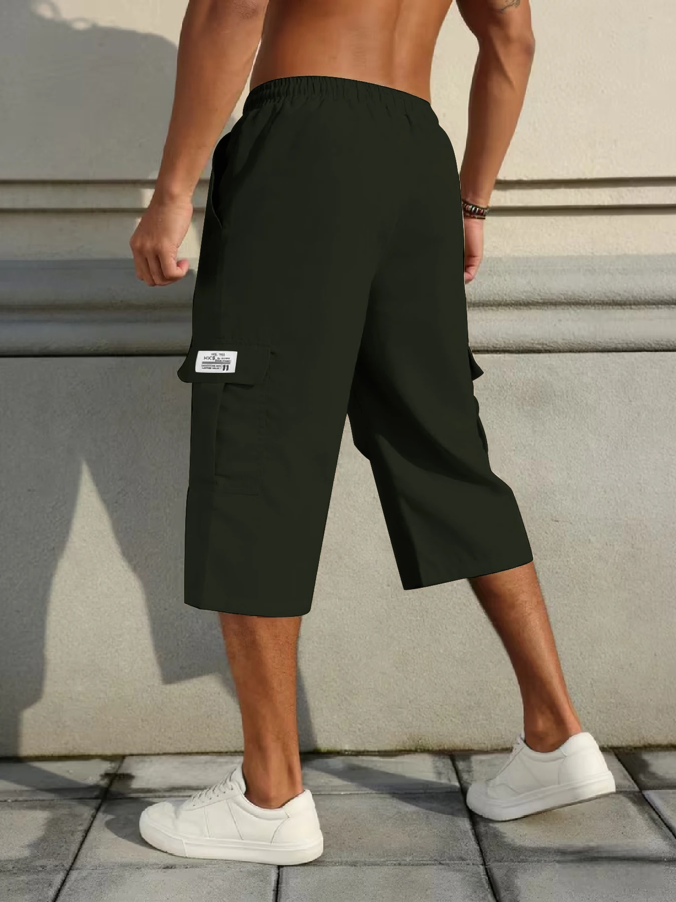 Herren-Shorts, Freizeit-Jogginghose mit mehreren Taschen, gewebte, elastische, weiche und bequeme, einfarbige, schlichte Hose für Outdoor-Sportarten – Detail 17