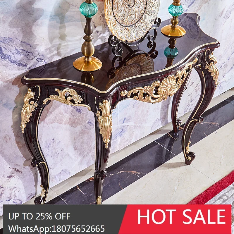 

MJY European Style Entrance Table Living Room Carved Half Round Table American Style Entrance Cabinet Against The Wall