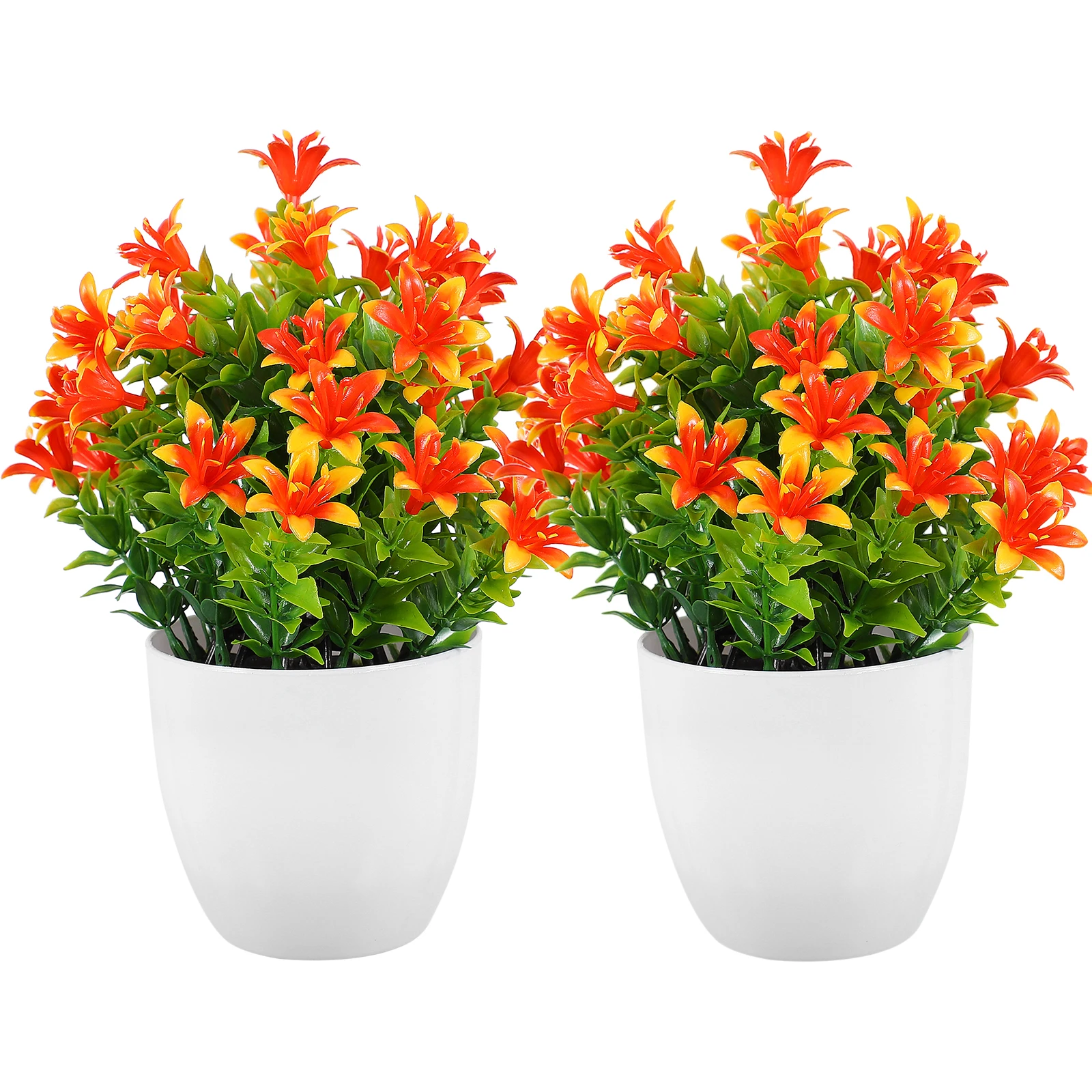 

2pcs Simulation Lily Bonsai Artificial Potted Plant Decor For Home Office Cafe Car Indoor Fake Mini Bonsai Adornment