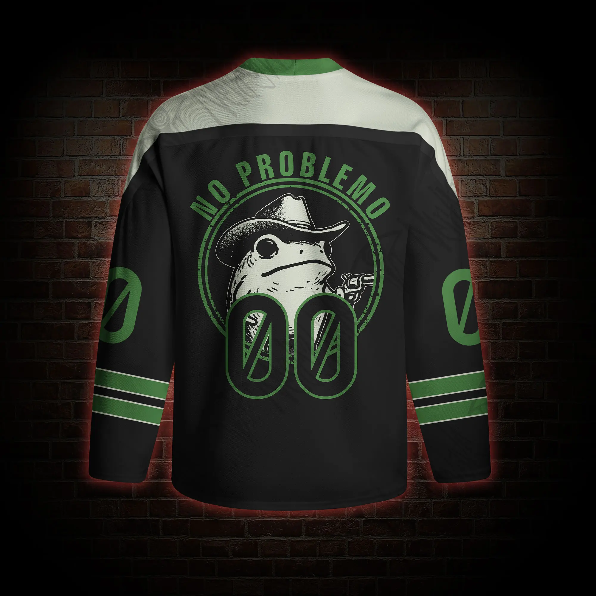 2026 Western Cowboy Frog Graphic Long Sleeve Hockey Jersey, V Neck Grunge Meme Streetwear Top, Funny Vintage Party Outfit