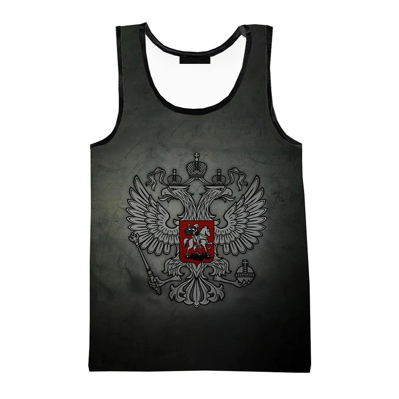 Russia Flag 3D Print Tank Tops Men's Fashion Streetwear Vest Oversized Sleeveless Tank Top Bodybuilding Fitness Gym Man Clothing