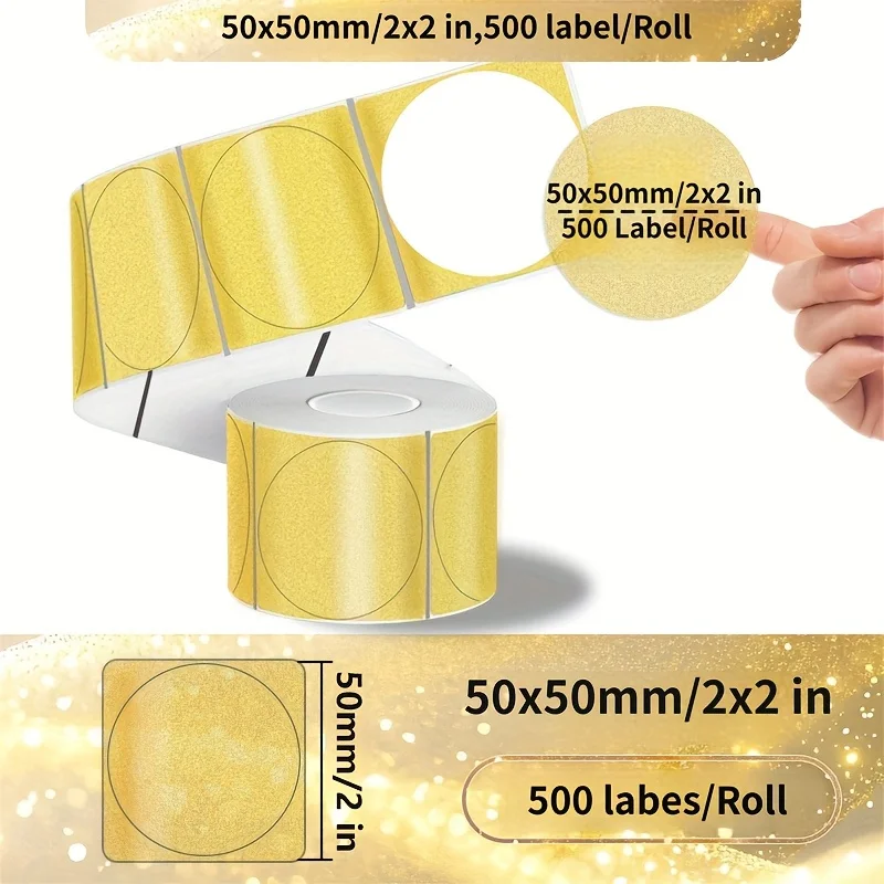 علامة فلاش ذهبية حرارية 50.8 مم مستديرة شفافة، تستخدم لتغليف الهدايا/ديكور الحفلات، إصدار محدود تأثير لامع #2