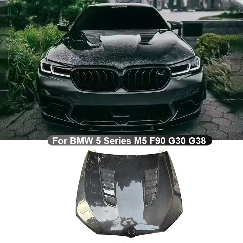 Carbon Fiber For BMW 5 Series M5 F90 G30 G38 Car Front Bumper Engine Cover Hood Bonnet Vent Parts Upgrade Body kit