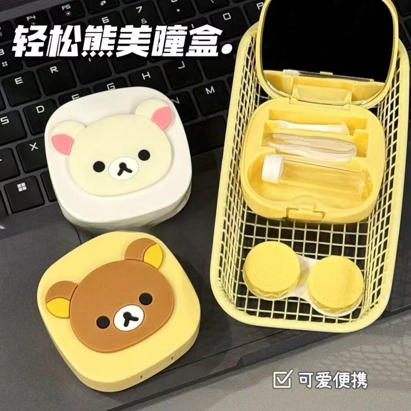Image of Niedliches Rilakkuma Kontaktlinsen-Etui für Reisen, tragbare Aufbewahrung für Kontaktlinsen