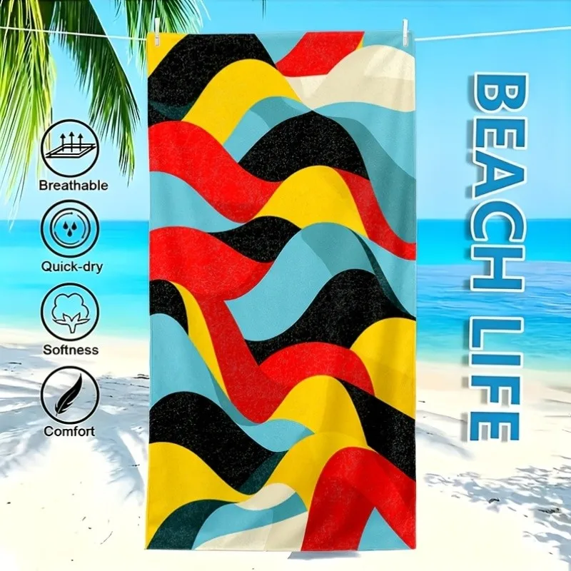 Tropical Palm Surfboard Hibiscus Floral Beach Towel For Hawaii Style Seaside Holiday Outdoor Travel Bath Towel