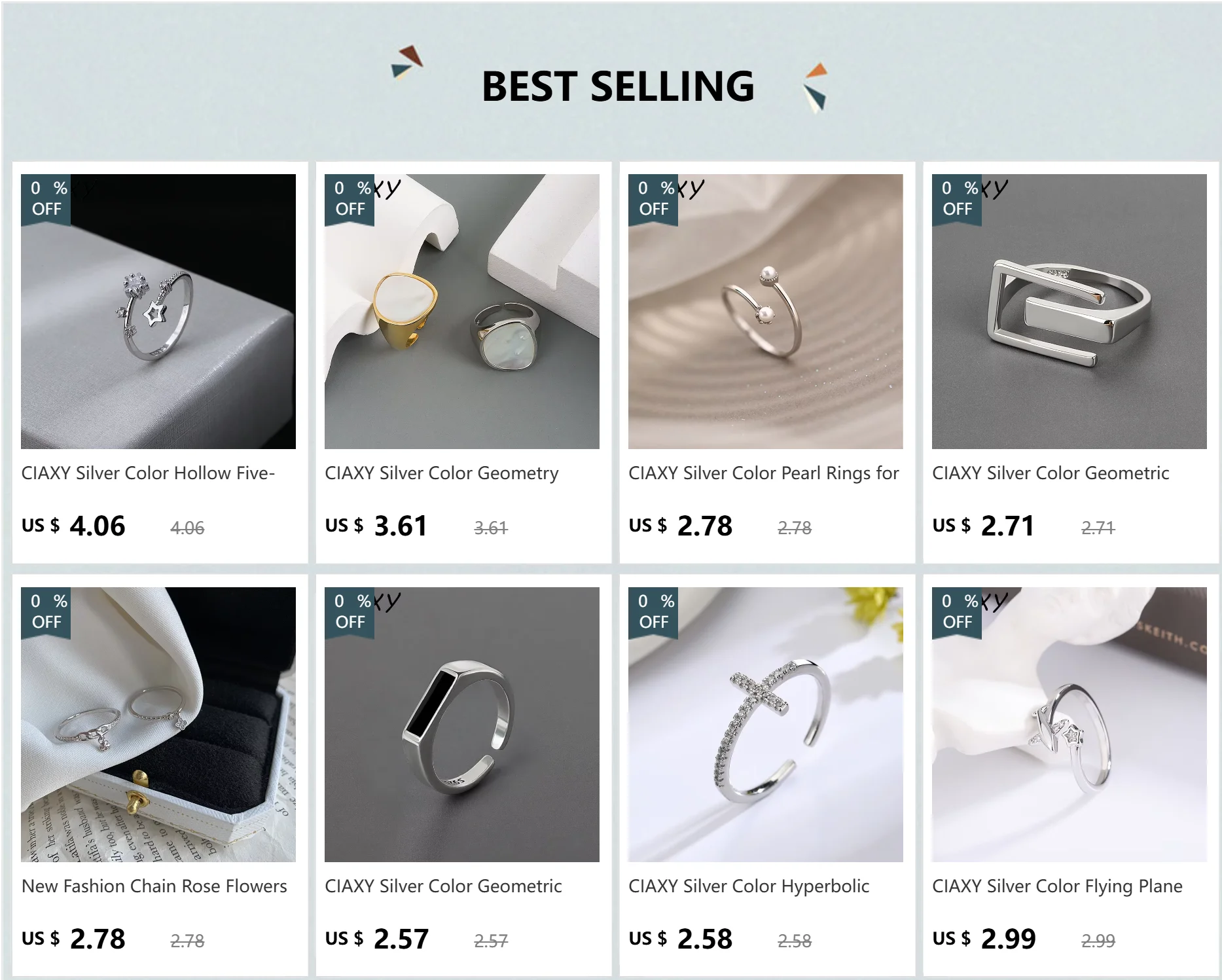 CIAXY Silber Farbe Geometrie Weiß Perlmutt Rins für Frauen Mode Retro Temperament Offenen Ring Französisch Schmuck Geschenke – Detail 1