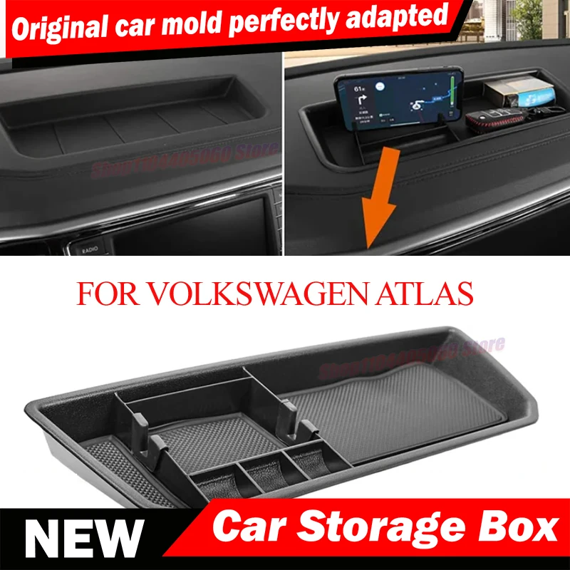 For Volkswagen Atlas Teramont  2018- 2023 Car Armrest Storage Box Central Console Storage Box Container Tray Interior