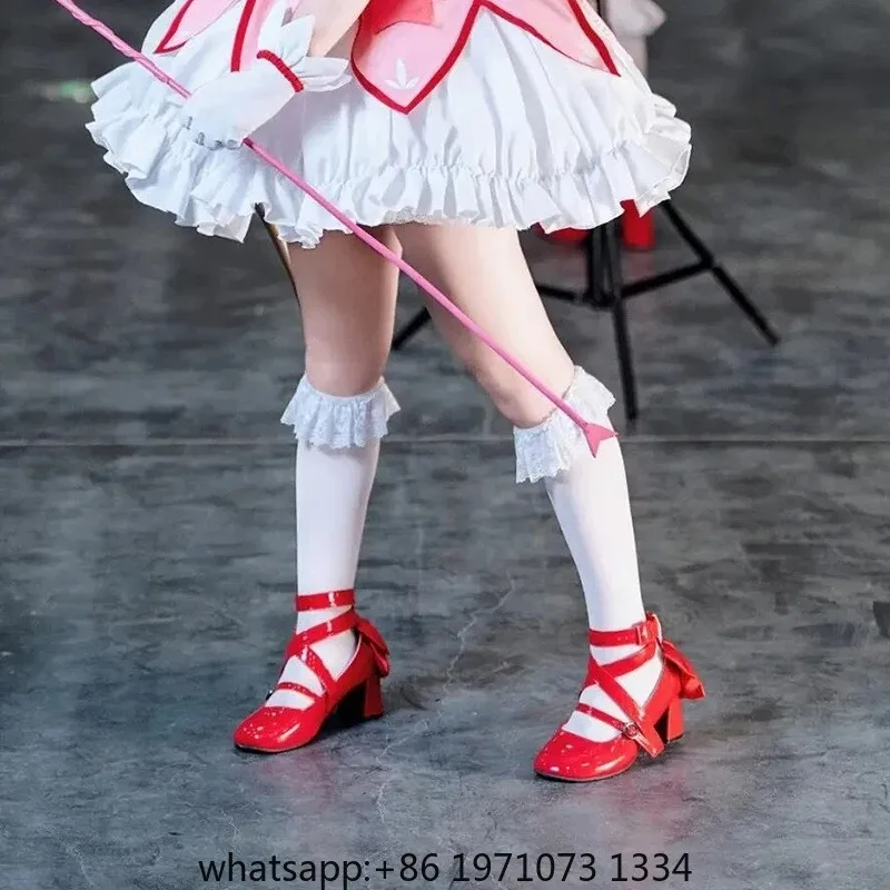 Anime Puella Magi Madoka Magica Kaname Madoka Cosplay Shoes Girls Lolita Red Bow High Heels Leather Boots Halloween Costume Prop view 3