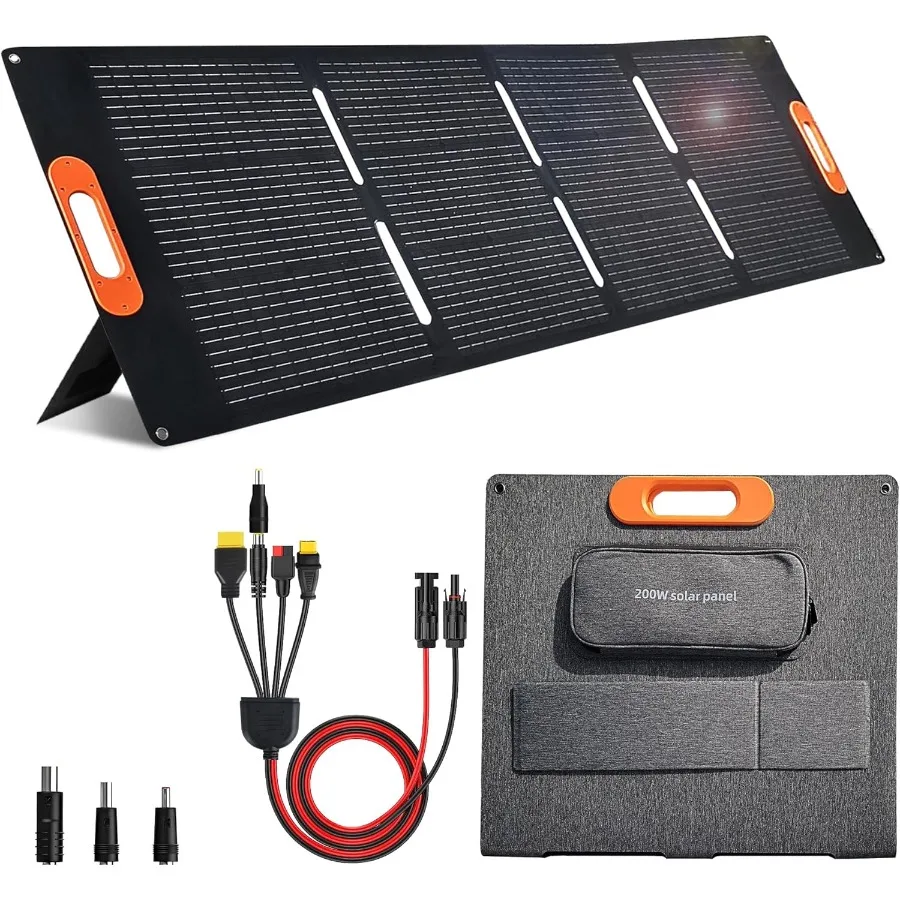 200W Foldable Solar Panel for Outdoor Camping and RV Travel: HighEfficiency 23.5 Portable Solar Charger with MC4 Output and 3in