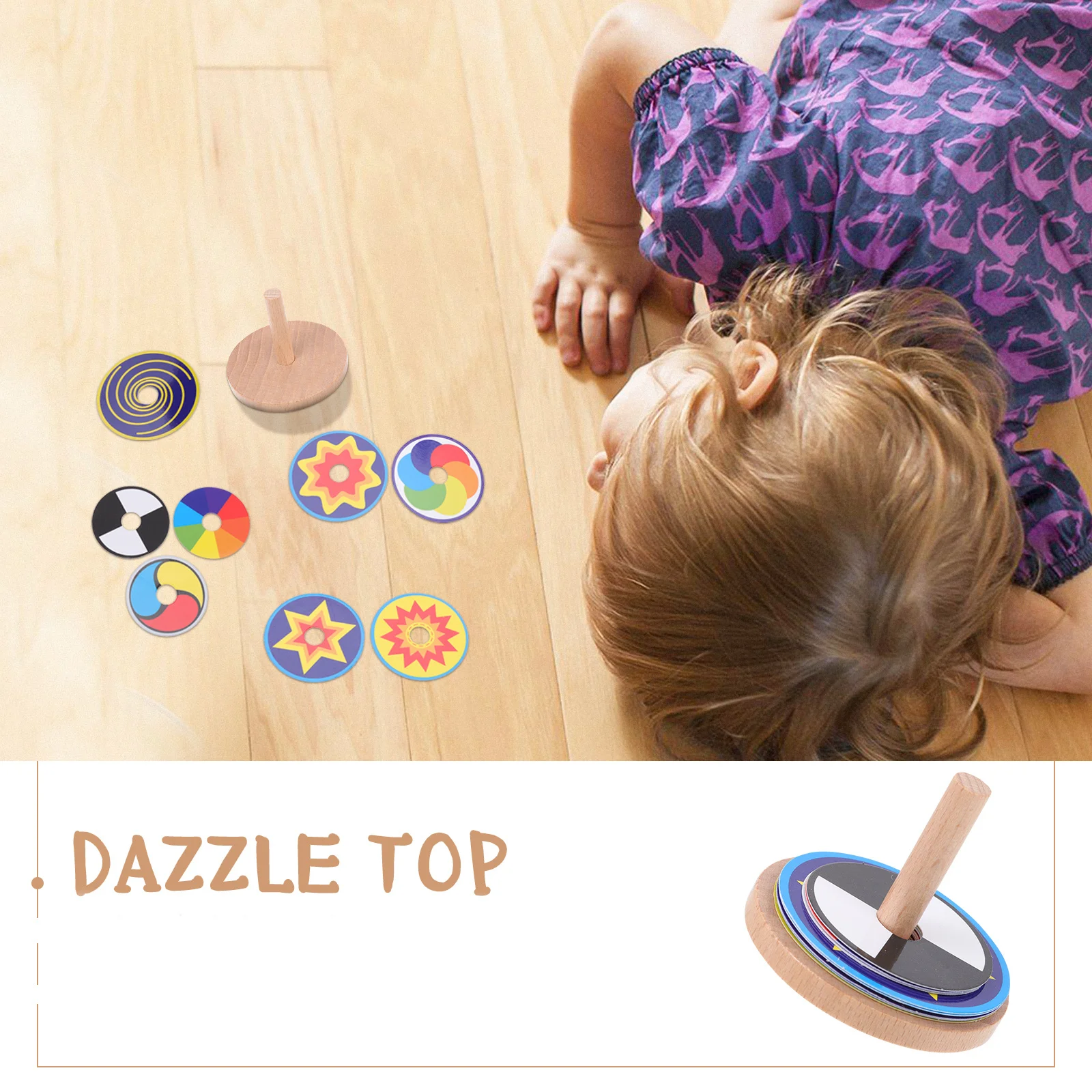 1 مجموعة الخشب الوتد الأعلى الجيروسكوب الطبيعي خشبية اليد الغزل القمم للأطفال الإبداعية DIY بها بنفسك تلوين اللعب الأطفال في الهواء الطلق حفلة الحسنات #6