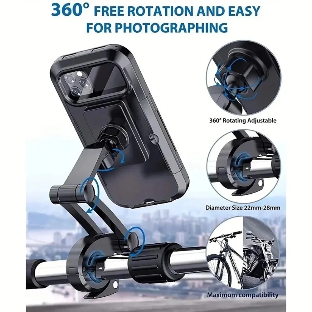 Motorcycle Waterproof Touchscreen Phone Holder Stand 360° Rotation Universal Bicycle Smartphone Bracket For iPhone 18 Pro Max 17 - view 3