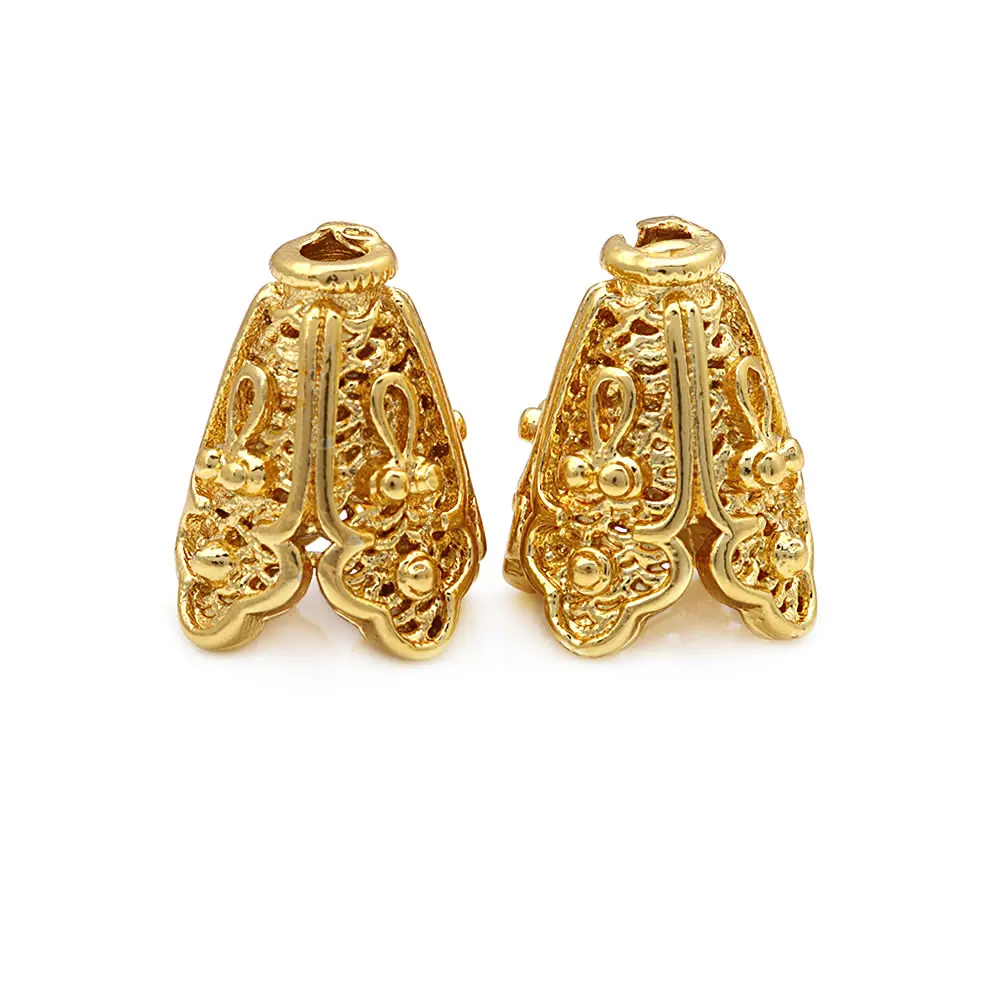 10PCS 18K Gold Color Brass Tree Leaf Leaves Beads Caps High Quality Diy Jewelry Making Necklace Earrings Accessories for Women