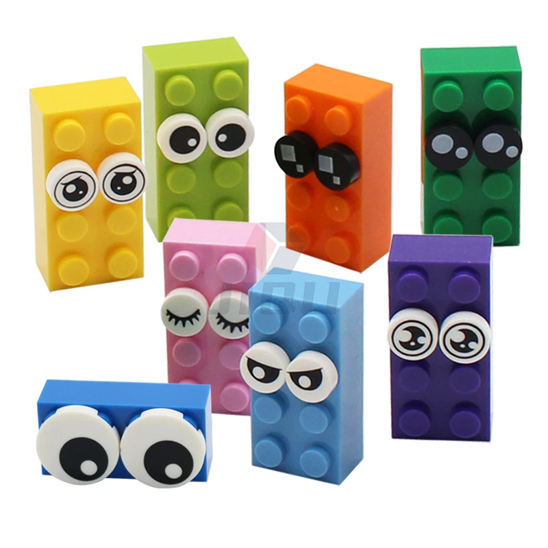 Round Tile Eye Eyelash Pupile Pattern Printed Building Blocks Bulk Accessory MOC Bricks Model Toys Compatible with 98138 14769