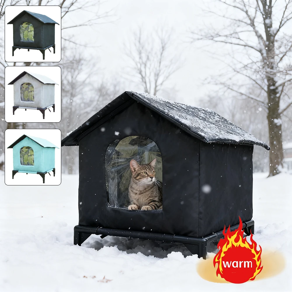 

Waterproof Fabric Cat Dog Shelter Portable Outdoor Pet House Warm Cozy Home for Stray Animals Pet Cave with Supporting Kickstand