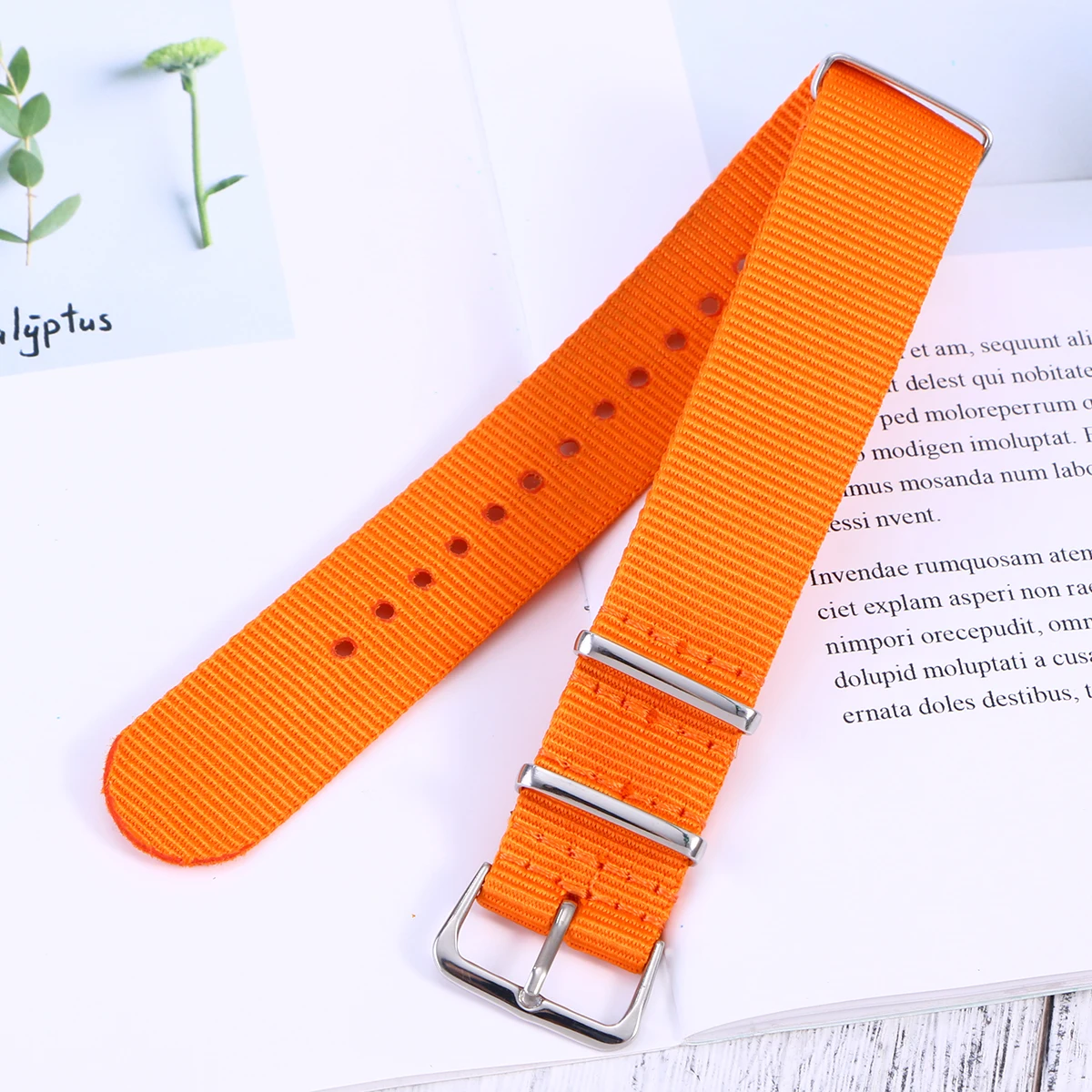 

22Mm Nylon Watch Strap Replacement Heavy Duty Woven Watch Band Soft Breathable Comfortable Easy Install Secure Fit Orange