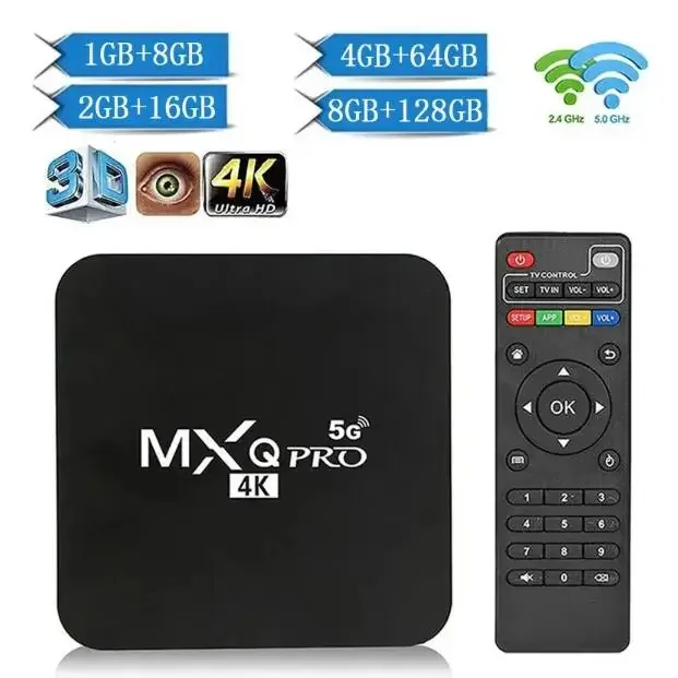 

2024 дешевая умная ТВ-приставка блок для ТВ MXQ Pro, Android 10,0 OS 2,4/5G, двойной Wi-Fi, 3D видеоплеер, домашний кинотеатр, ТВ-приставка