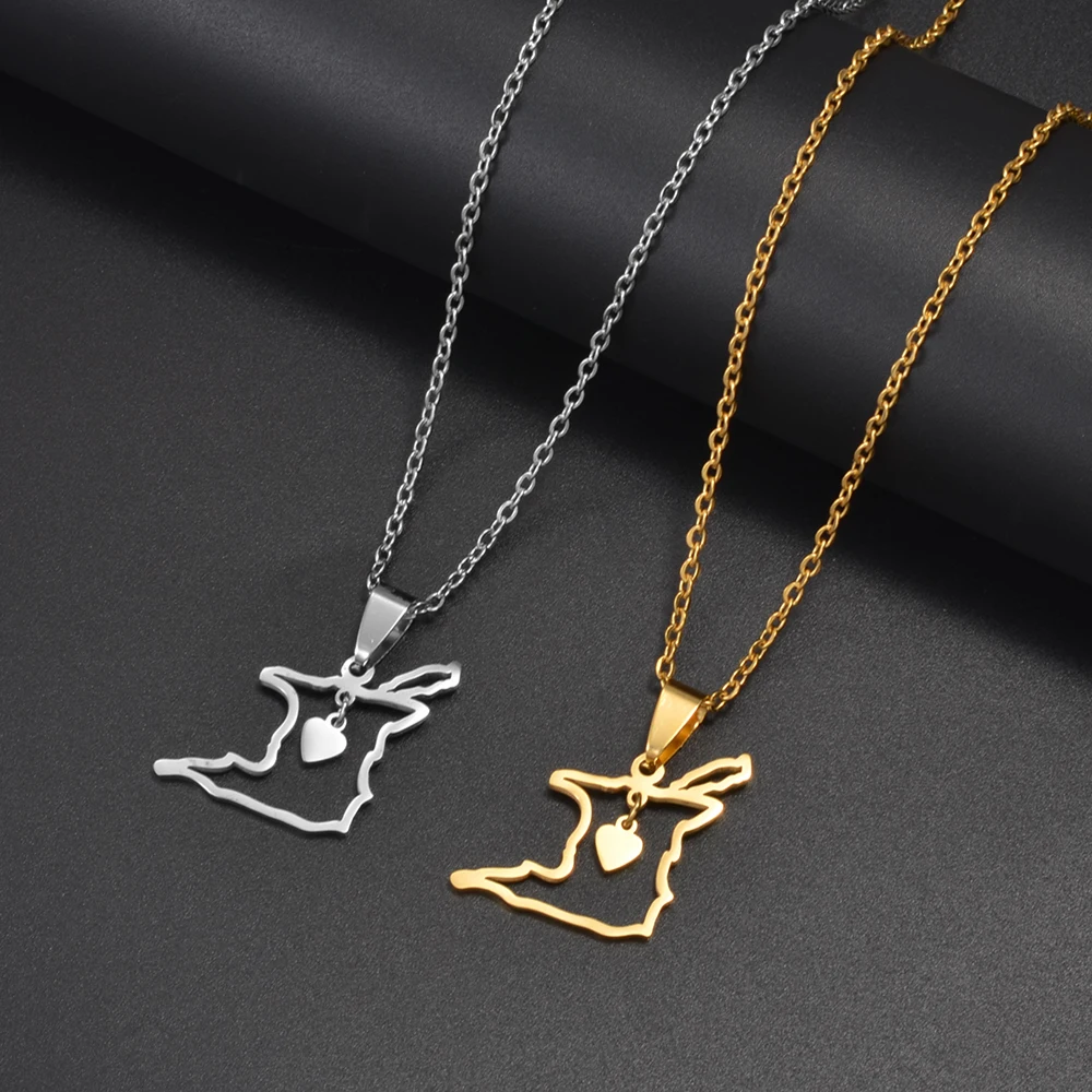 Anniyo-collares con colgante de mapa de Trinidad y Tobago para mujer y niña, corazón de contorno de 2CM, joyería étnica de moda @ 365921