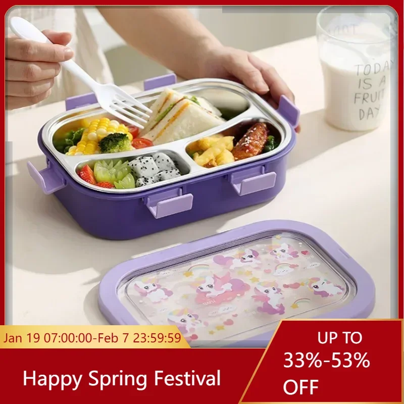 304 Stainless Steel Lunch Box for Child Girls Bodybuilding Light Food Lose Weight Bento Box Microwaveable Heating Food Container