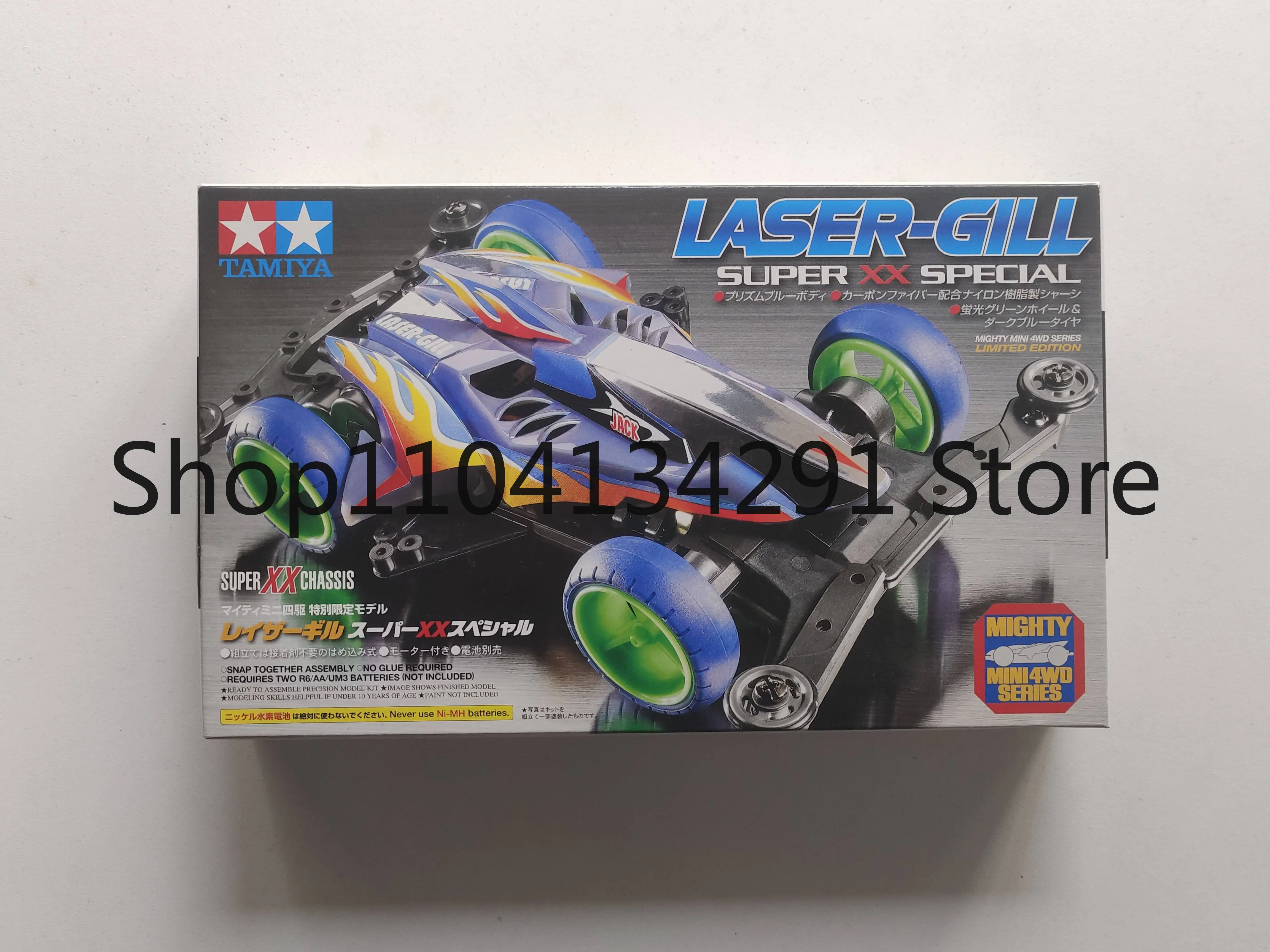 

Оригинальная модель автомобиля Tamiya 4WD 94719 Limited Edition Electric Shark с зелеными дисками и карбоновым шасси SXX 95468