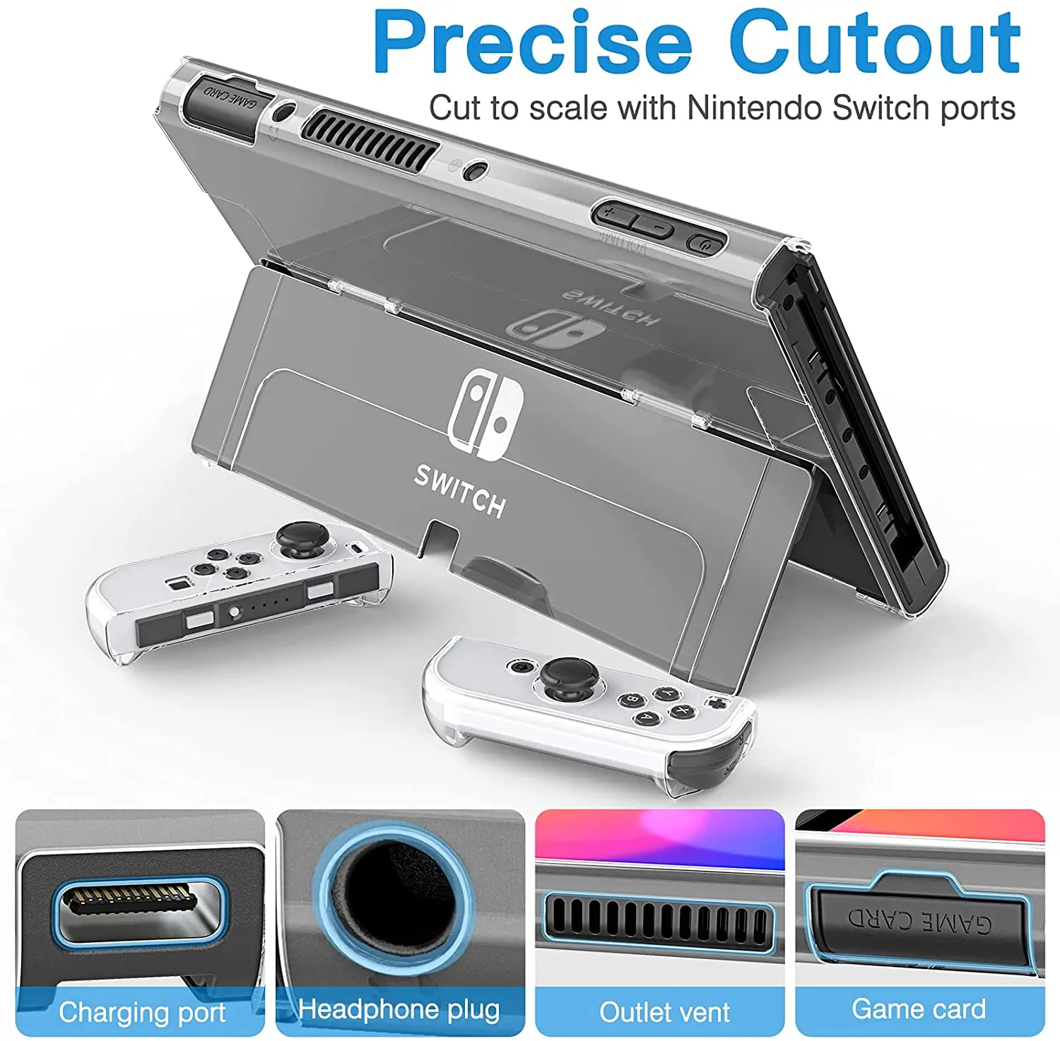 هيستوب حافظة قابلة للتوصيل متوافق مع نينتندو سويتش OLED موديل 2021 ، غطاء شفاف للهاتف الغطاء الواقي لجوي كون