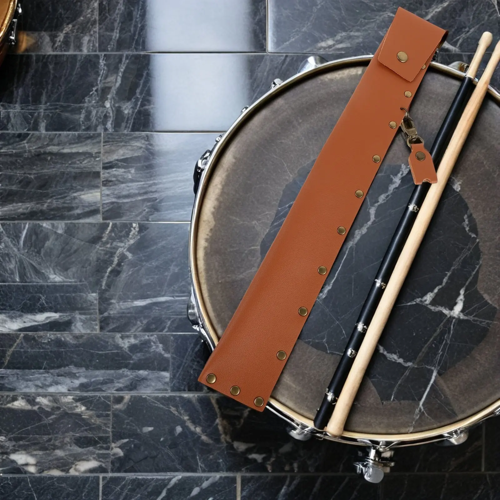 Picture 7: PU Drumstick Storage Case Stud Design Portable Drumstick Holder Mallet Bag Organizer for Percussion Drum