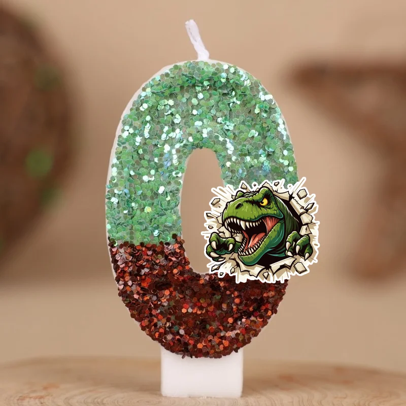 Jurassic Dinosaur T-Rex Digital Candle Number 0-9 Kid Birthday Cake Decoration Supplies Cartoon Anime Party Accessories Supplies
