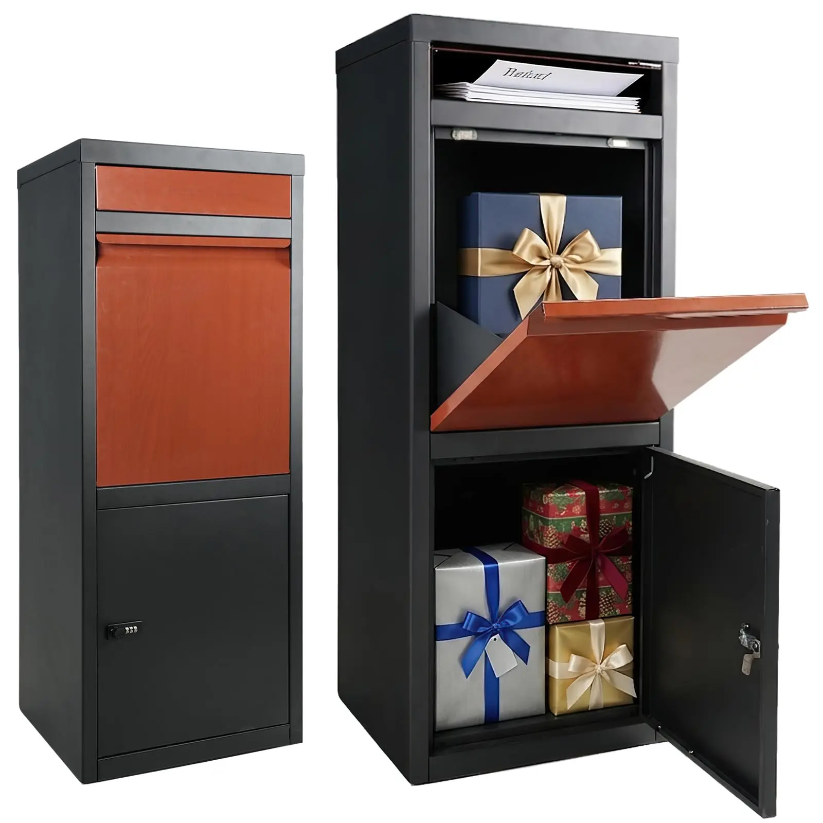 Package Delivery Boxes with Combination Lock- Parcel Drop Boxes for Outside, Galvanized Steel Large Mailboxes for