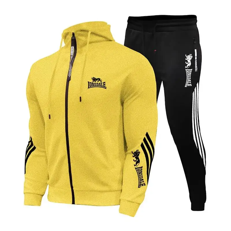 Set sportivo da uomo primavera e autunno 2023, giacca sportiva casual, set sportivo Harajuku, felpa sportiva con cappuccio, abbigliamento fitness