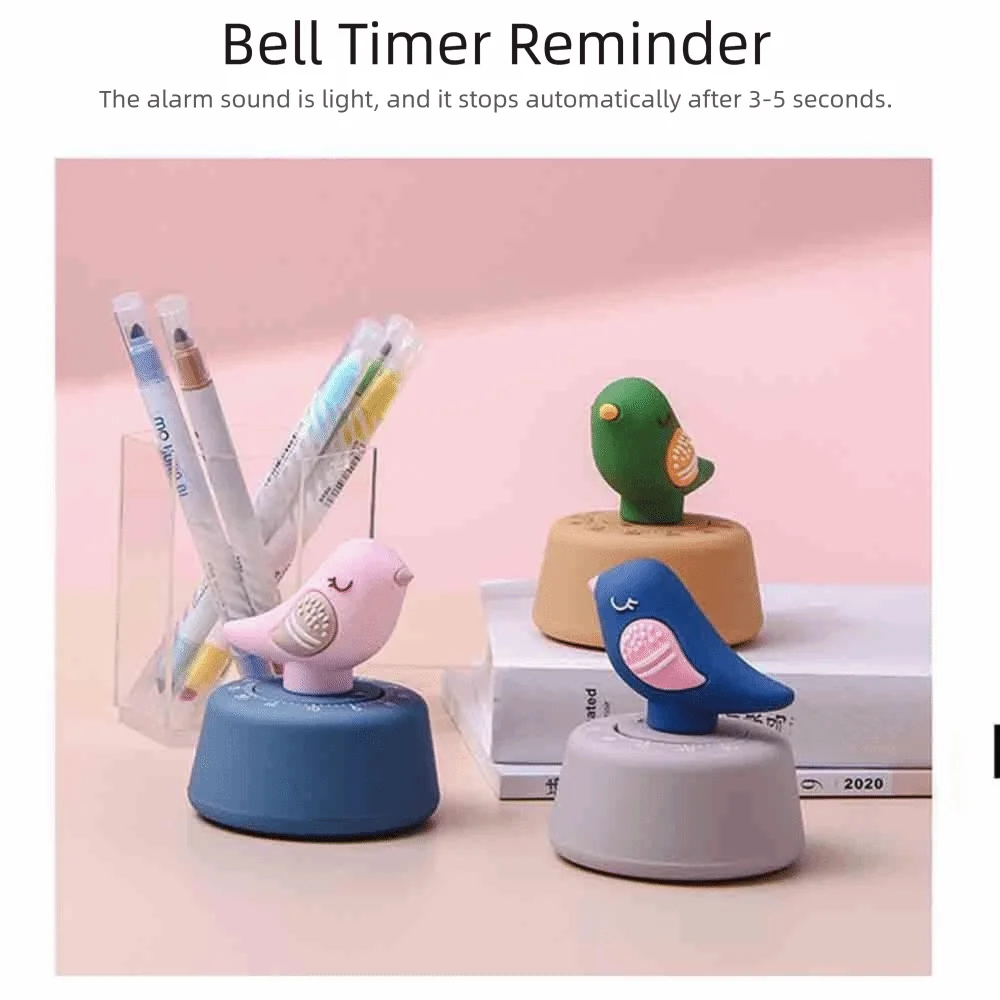 Mechanical Countdown Timer Rotating Cartoon Design Kitchen Timer Bird Shaped Winding 60 Minute Study Time Manager
