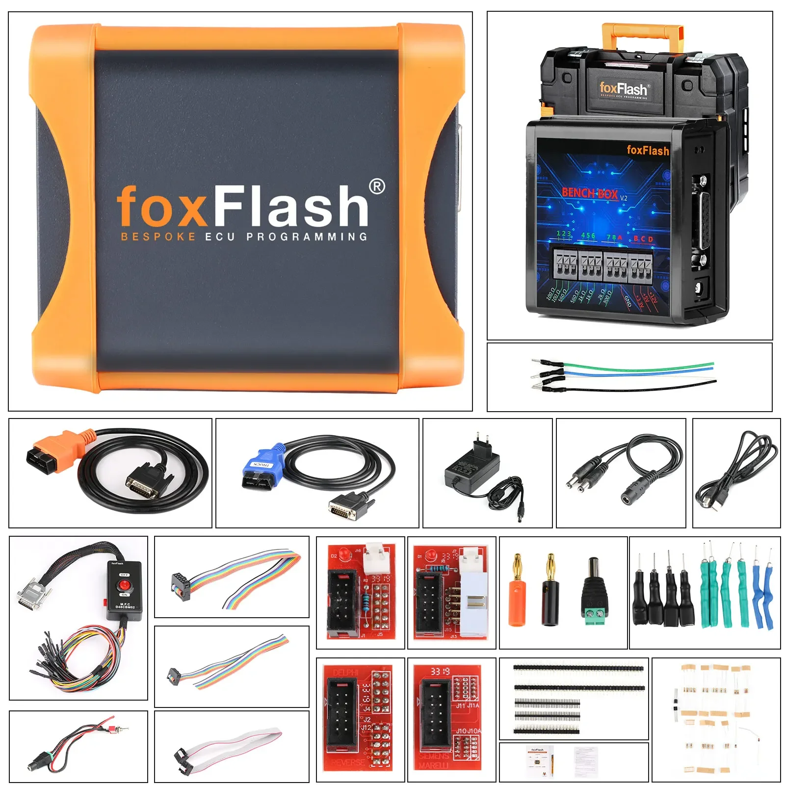 Foxflash ชิปโคลน ECU TCU เวอร์ชัน Master ที่แข็งแกร่งมากอุปกรณ์ปรับเสียงพร้อมอะแดปเตอร์ขยาย OTB 1.0