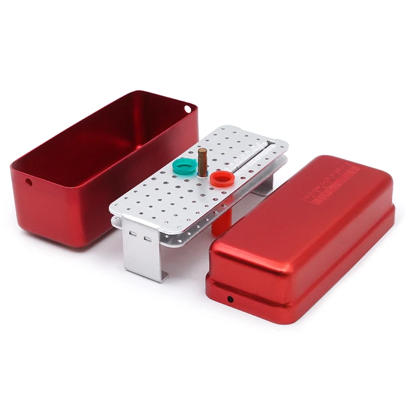 1Pc Aluminum Dental Disinfection Box 72 Holes Endo box Autoclave Sterilizer Case Diamond Burs Holder for Endo Files