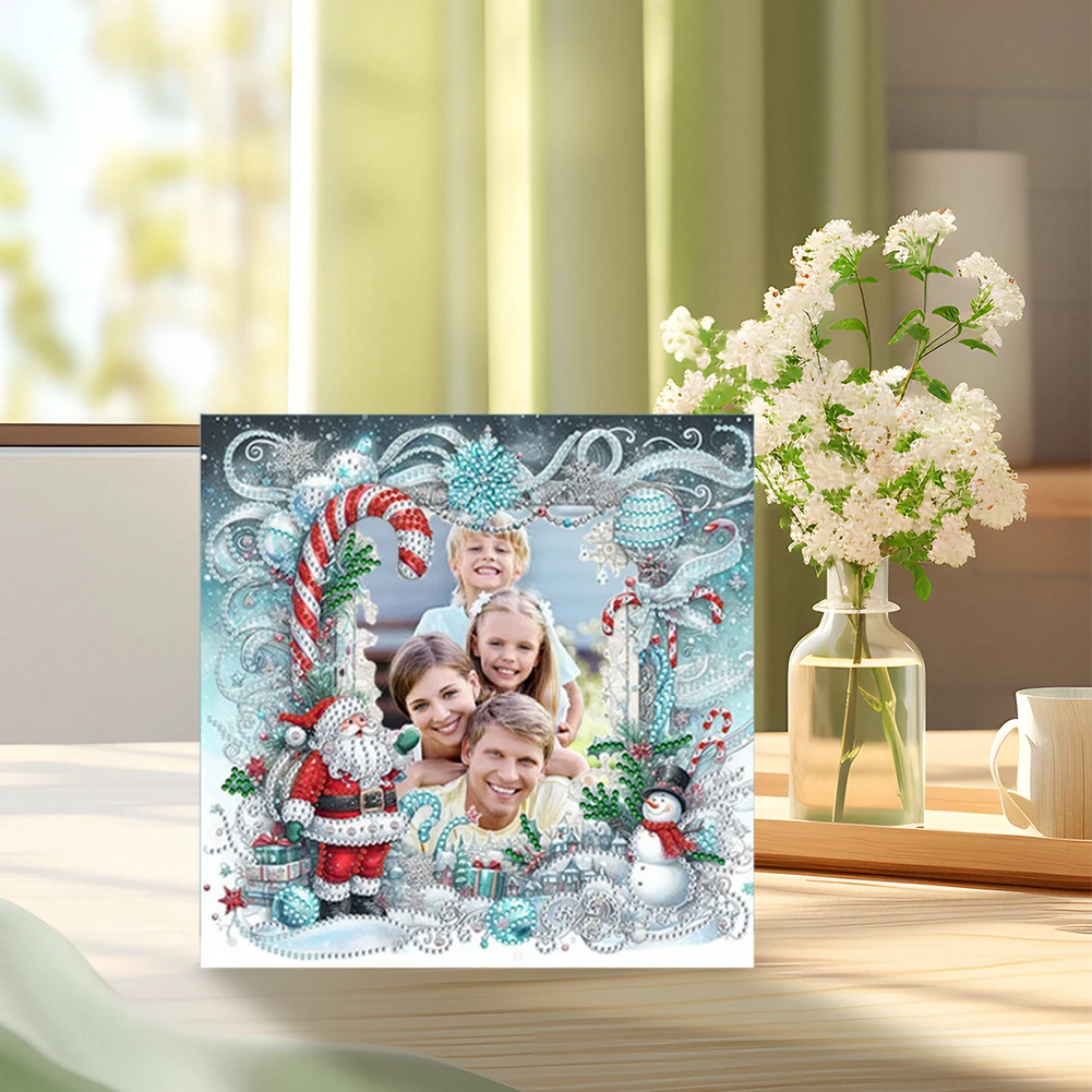 

2D/Flat DIY Xmas Diamond Painting Photo Frame Partial Drill Christmas Photo Frame Interesting Crystal Photo Frame for Home Decor