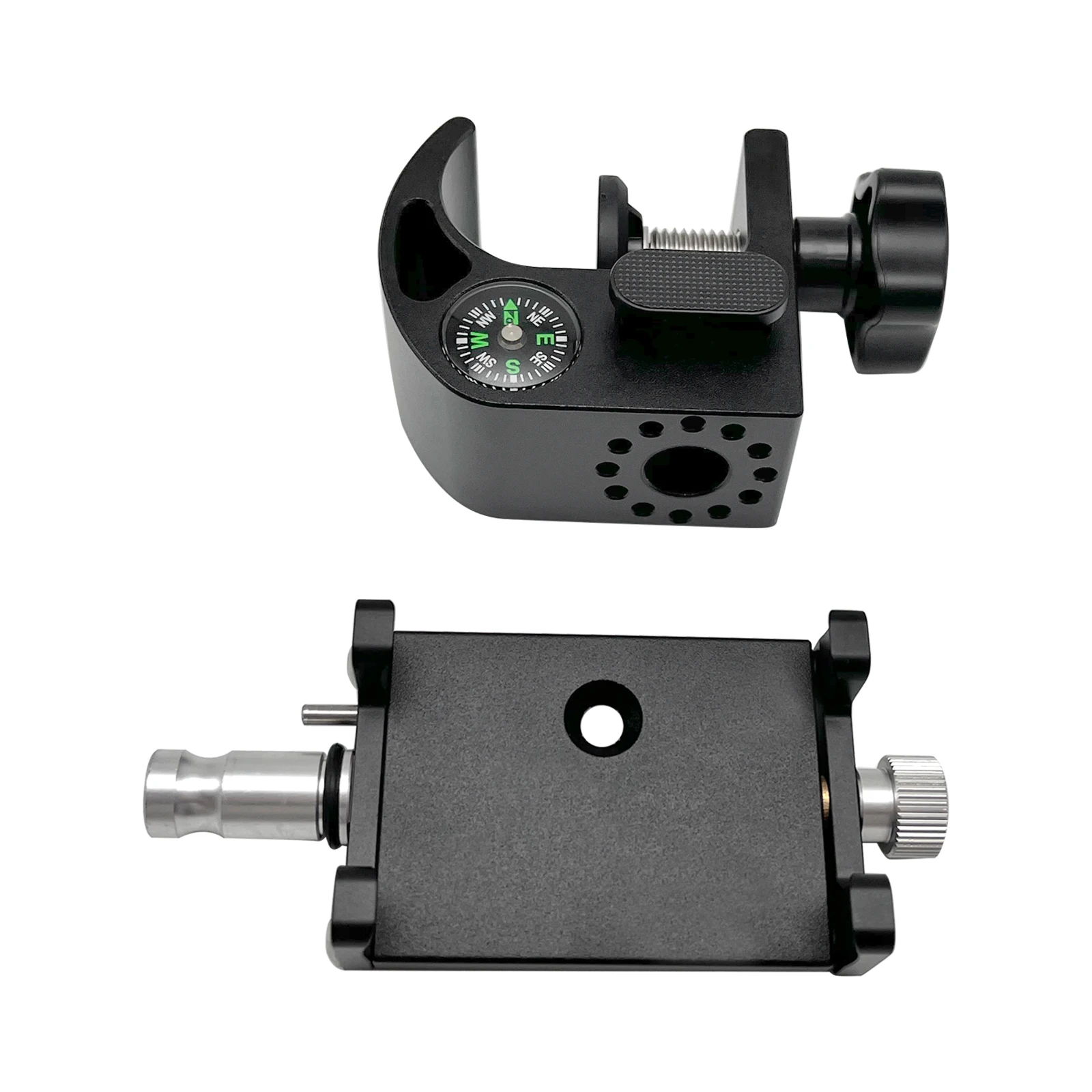 Pole Clamp With Compass For GPS Data Collector Total Station Phone Holder Bracket Cradle
