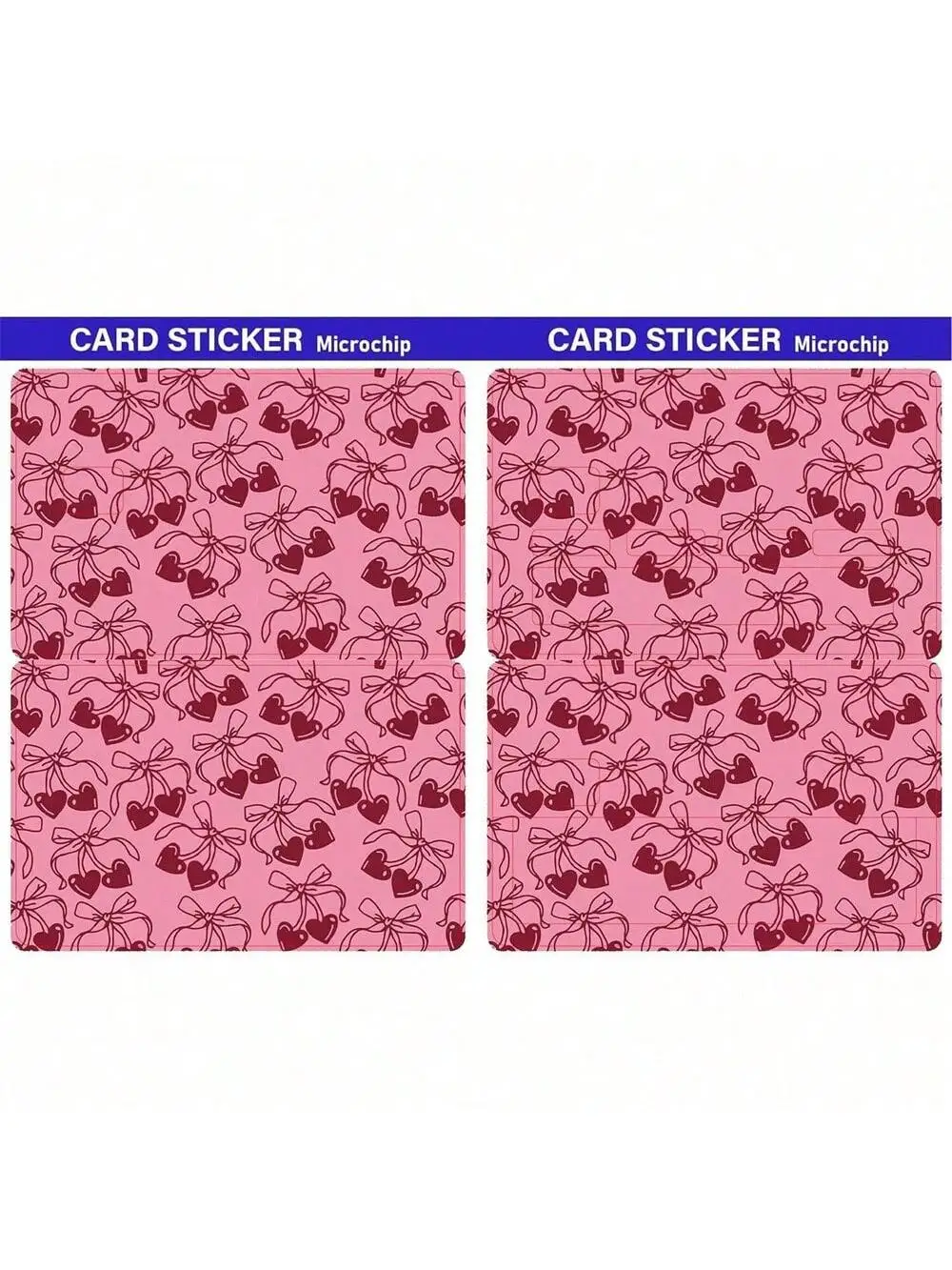 1pc Cherry Bow Small Chip Credit Card Stickers Slim Waterproof Anti-Wrinkling Removable Vinyl Decals Debit Card Skin Cover