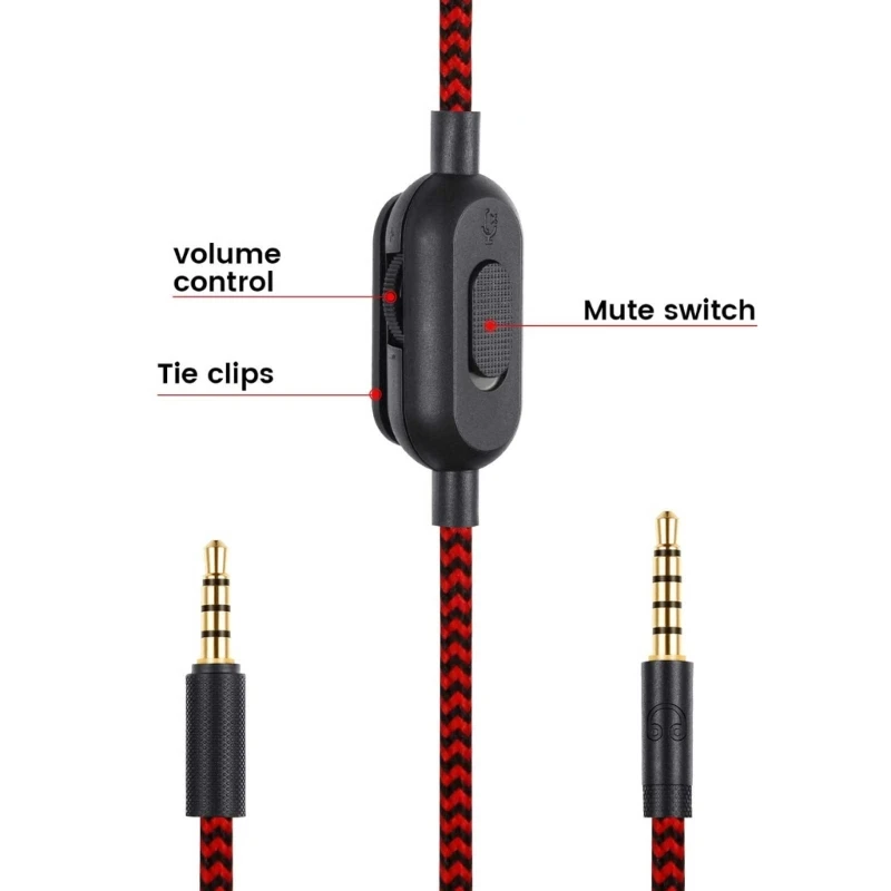 Aux Cord for Logitech GPRO X G233 G433 Headphone Audio Cable with Inline Mute &Volume Control Noise-free Cord High Quality Sound