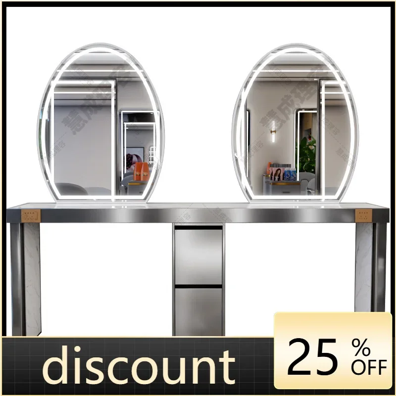LMM stainless steel marble hair cut perm and dye mirror table high-end barber shop mirror